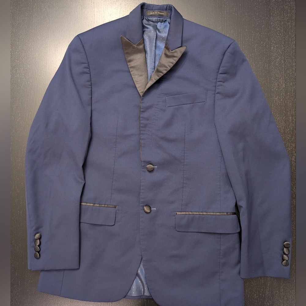 JF J.Ferrar Classic Blue Tuxedo with Black Vest - Picture 9 of 13